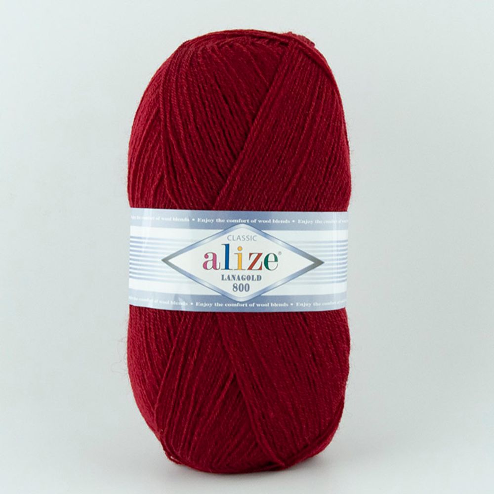 ALIZE "LANAGOLD 800", 49% шерсть, 51% акрил, 100 гр, 800 м, 57 бордовый