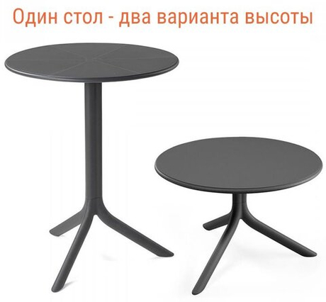Стол пластиковый обеденный Nardi Spritz + Spritz Mini, антрацит