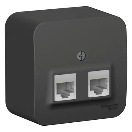 BLANCA О/У РОЗЕТКА двойная компьютерная RJ45, кат.5E, ИЗОЛ.ПЛ., АНТРАЦИТ