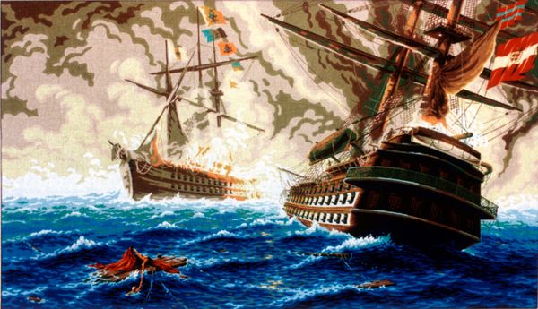 Рисунок для вышивания Soulos (канва жесткая), Морская баталия, 80х130 см