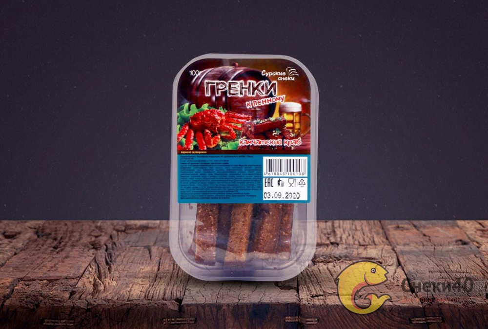 Гренки к ПЕННОМУ Камчатский краб 100гр*32шт