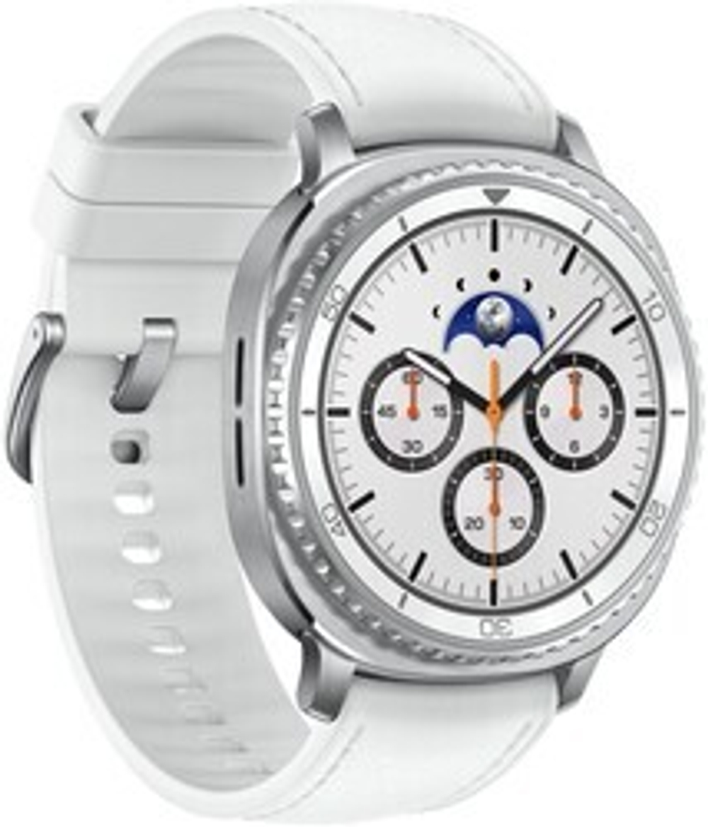 Смарт-часы Samsung Galaxy Watch8 Classic LTE 46mm [корпус - серебристый, ремешок - белый, 1.34", Super AMOLED, 438x438, IP68, Bluetooth, NFC, Wi-Fi, для Android 12.0 и выше]