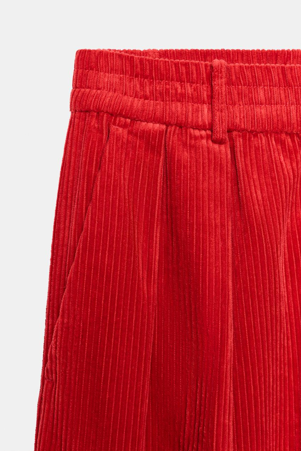 ZARA ЭЛАСТИЧНЫЕ ВЕЛЬВЕТОВЫЕ БРЮКИ — ZW COLLECTION, КРАСНЫЙ