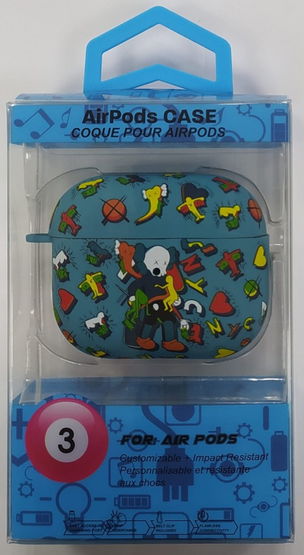 Силиконовый светящийся в темноте чехол для AirPods 3 Luxo Kaws рисунок №15