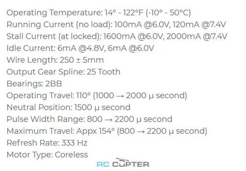 Сервопривод Savox SV-1250MG (4.6-8.0 кг/см, 0.11-0.095 сек/60°, 29.6 г)