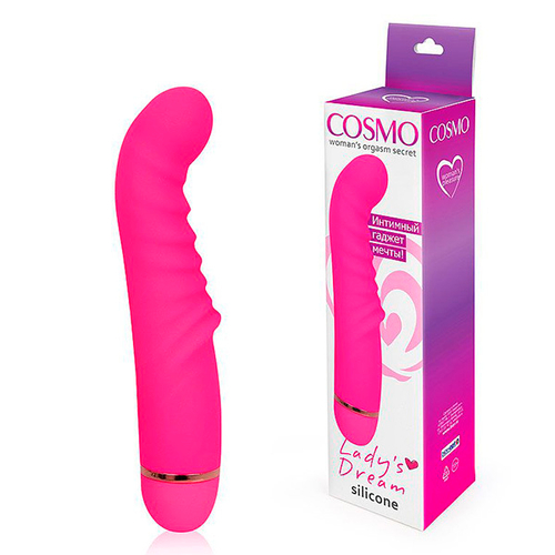 Розовый ребристый вибромассажер 15см для стимуляции точки G Bior Toys Cosmo CSM-23096