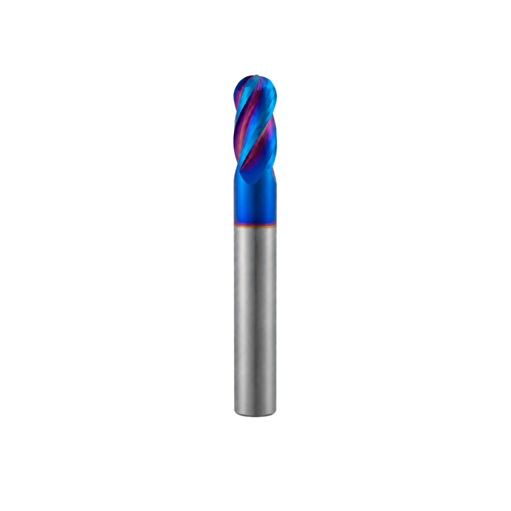 Концевая сферическая фреза 4 зуба, HRC 65, Nano Blue, удлиненная 20x40x150 R10