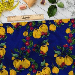 Ткань ниагара айва спелая с листьями
