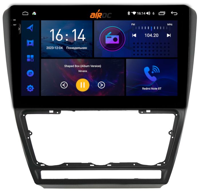 Магнитола для Skoda Octavia A5 2004-2013 (серебро/черный) - AIROC 2K RI-3202 Android 12, Быстрая, QLed+2K, CarPlay, SIM-слот
