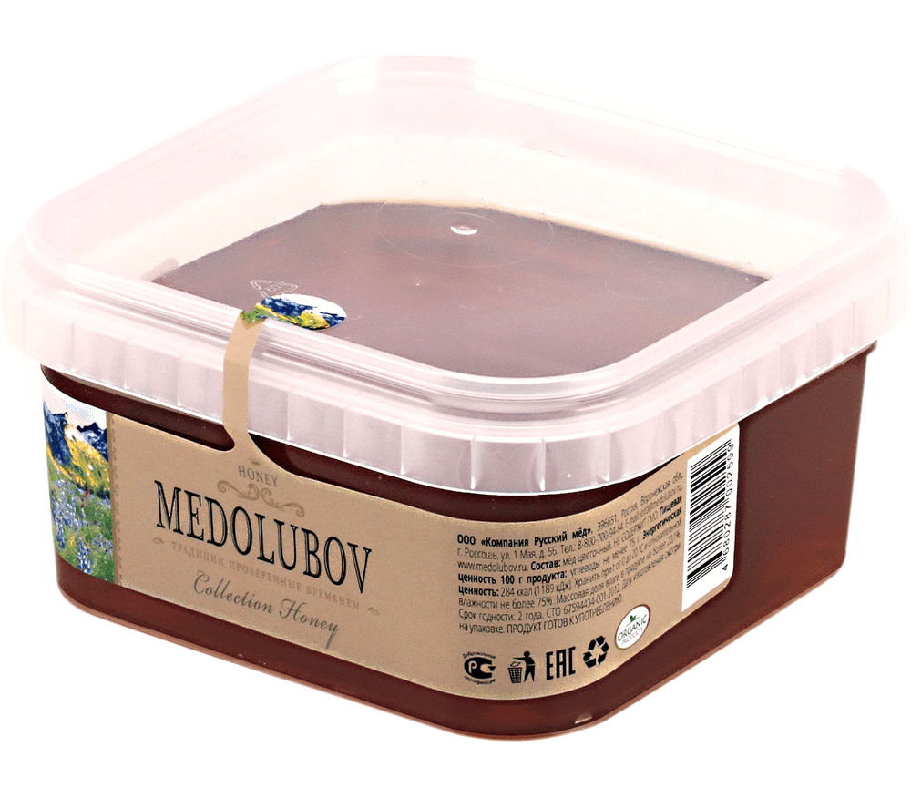Медовый десерт горный Тянь-Шань классический Медолюбов BOX 650 мл