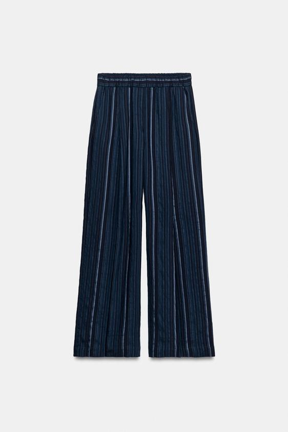 ZARA БРЮКИ ПАЛАЦЦО В ПОЛОСКУ — ZW COLLECTION, ЧЕРНИЛЬНО-СИНИЙ