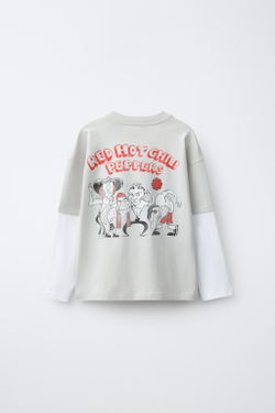 ZARA ДВУХСЛОЙНАЯ ФУТБОЛКА RED HOT CHILI PEPPERS ®, ЦВЕТ ЛЬДА