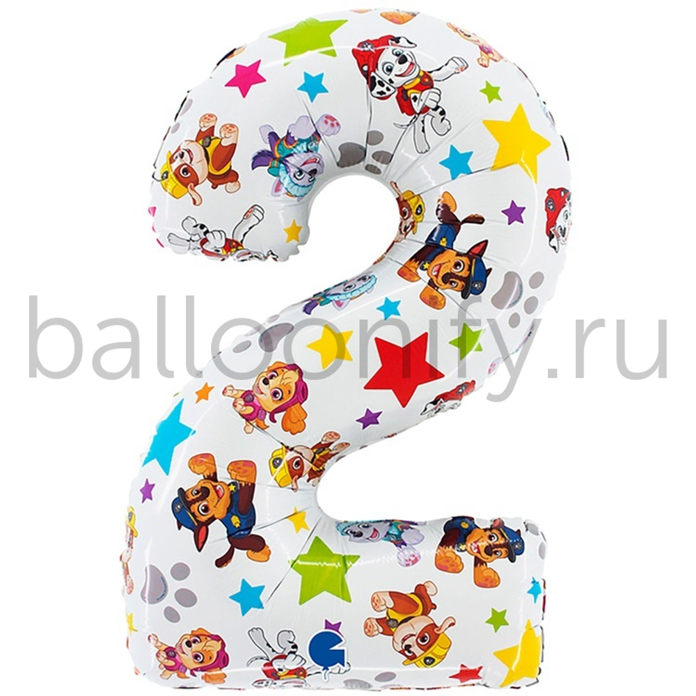 Шар ЦИФРА 2 Щенячий Патруль 26" 66 см