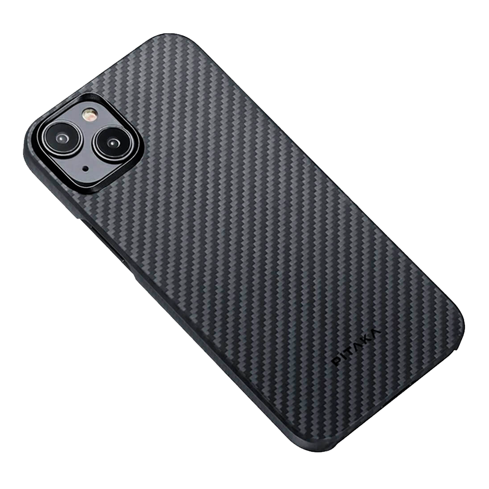 Чехол из арамидного волокна с поддержкой MagSafe PITAKA MagEZ Case 4 600D для iPhone 15 Plus, Black / Grey Twill (Cаржевое переплетение)