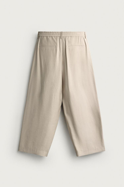 ZARA СТРУЯЩИЕСЯ БРЮКИ RELAXED FIT СО СКЛАДКАМИ, БЕЖЕВЫЙ