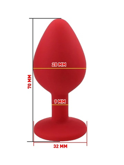 Пробка силиконовая красная с синим кристаллом 7,1 х 2,8 см 47067-MM