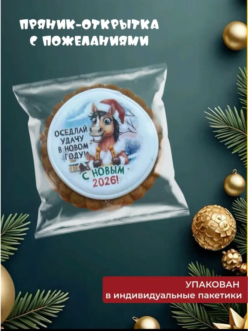 Имбирные пряники новогодние лошади с пожеланиями
