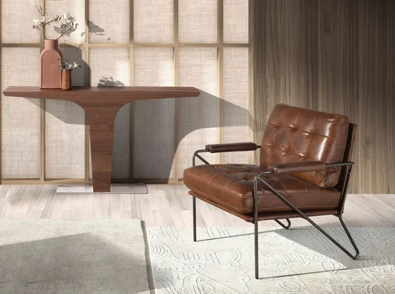 Кресло Angel Cerda 5166 из коньячно-коричневой кожи