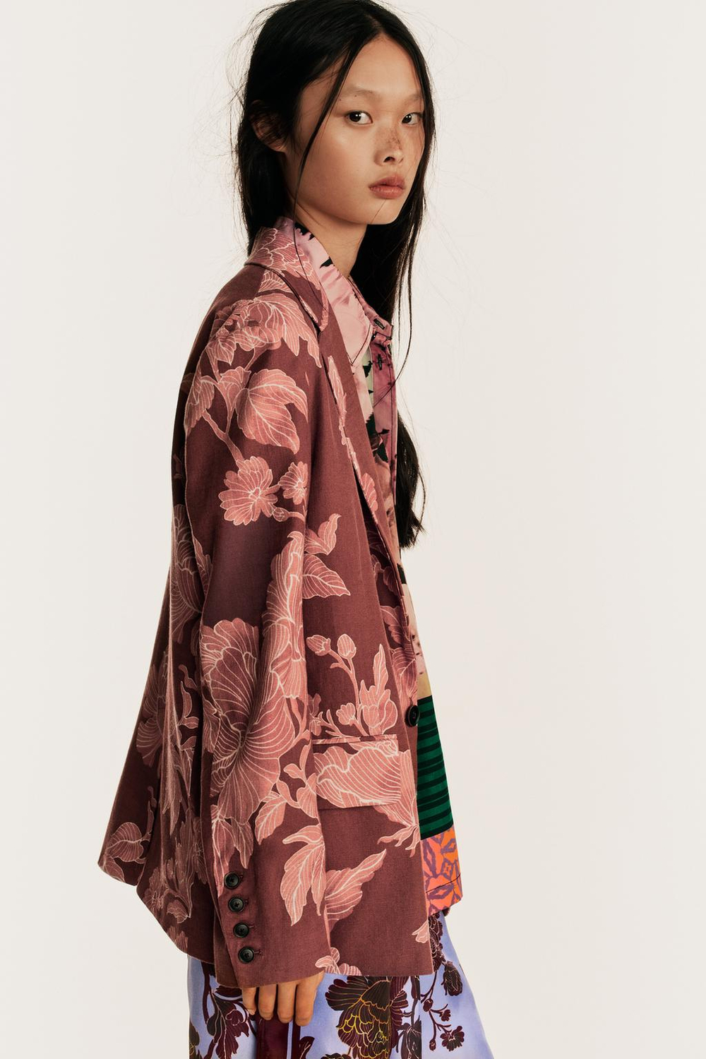 ZARA БЛЕЙЗЕР СВОБОДНОГО КРОЯ ИЗ ЛЬНЯНОЙ ТКАНИ С ПРИНТОМ — LIMITED EDITION, С ПРИНТОМ