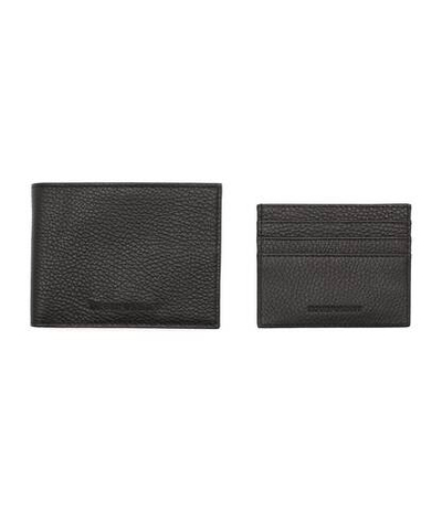 кожаный кошелек + чехол для карт Emporio Armani - черный(Y4R378 Y068E)
