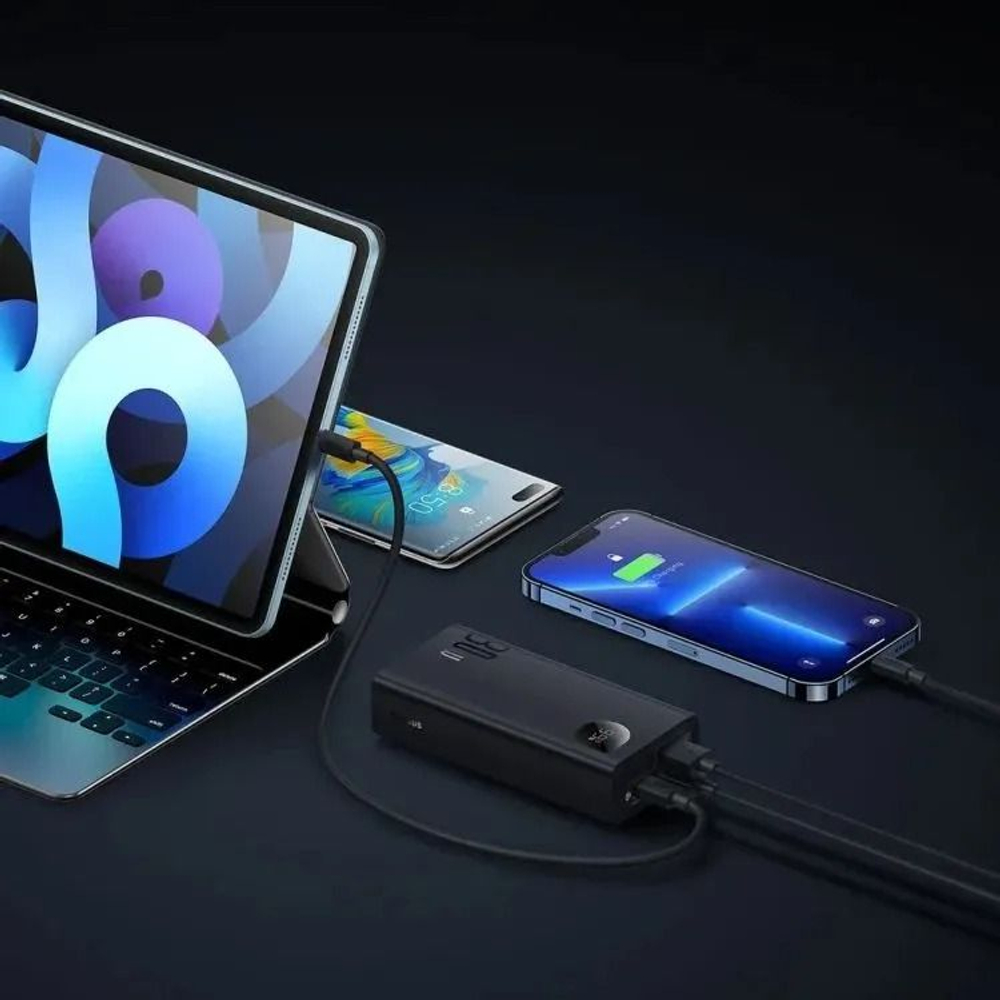 Внешний аккумулятор повербанк чёрный Power Bank 10000mAh 30W BASEUS PPADM2-10