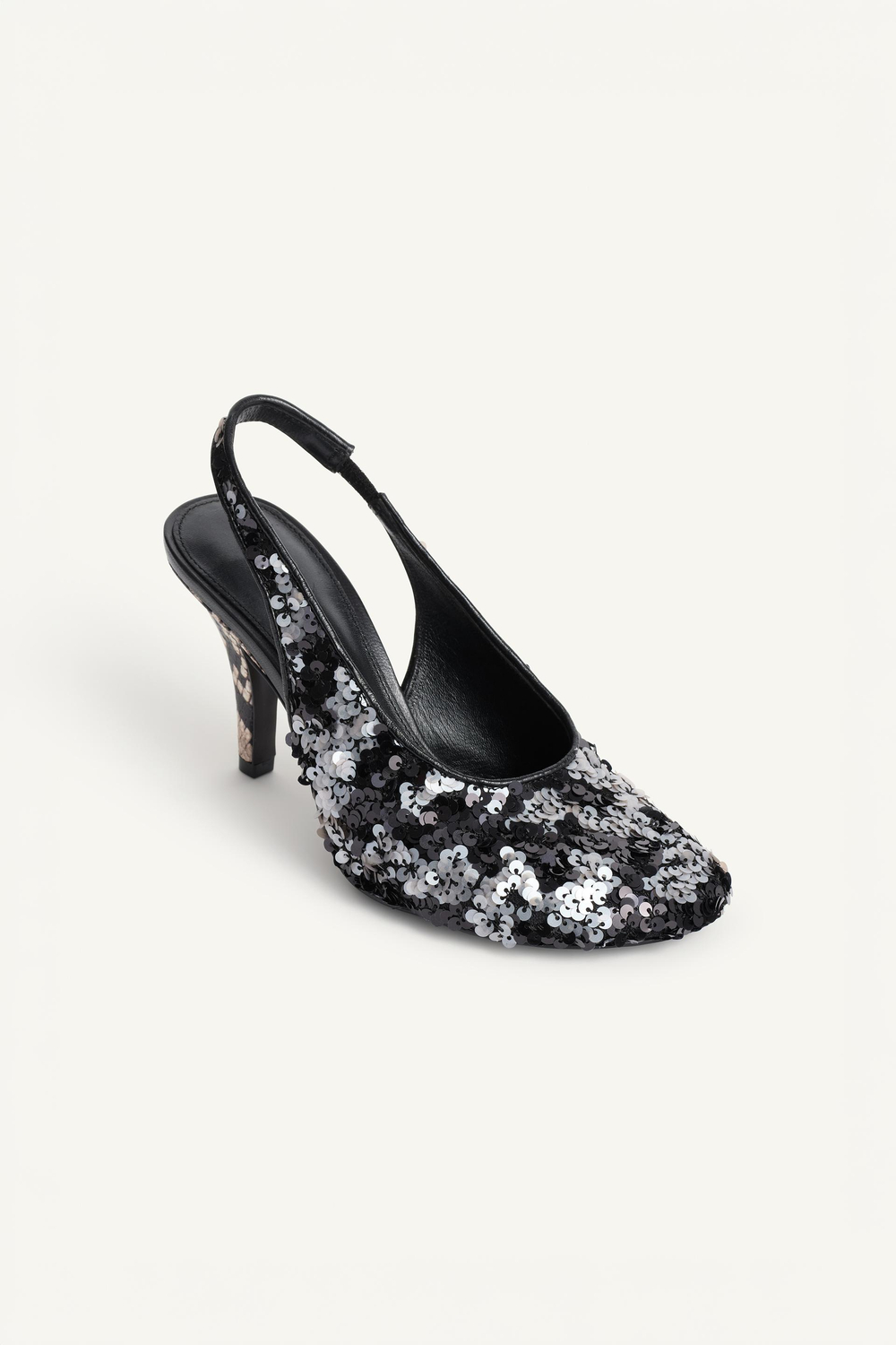 ZARA ТУФЛИ С ОТКРЫТЫМ ЗАДНИКОМ - LIMITED EDITION, ЧЕРНЫЙ/СЕРЕБРЯНЫЙ