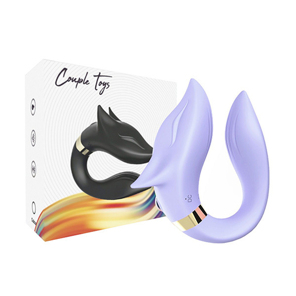 Сиреневый вибромассажер для пар с пультом ДУ Silicone Toys Fox Lilac USK-GZ01