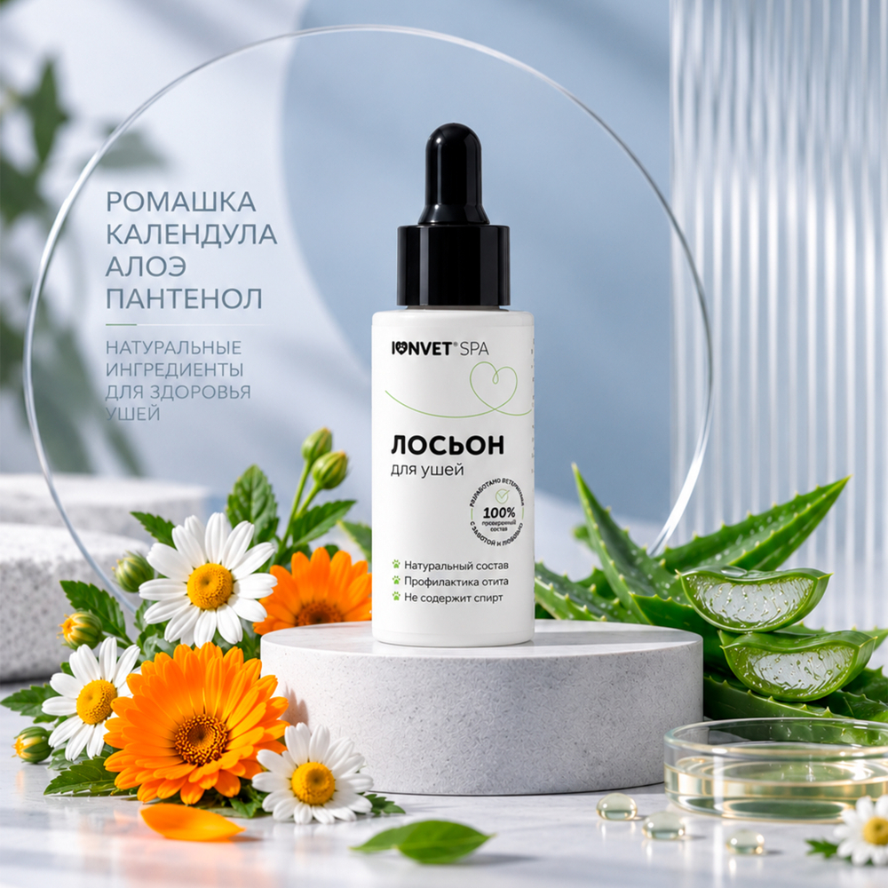Лосьон для ушей кошек и собак, IONVET Spa
