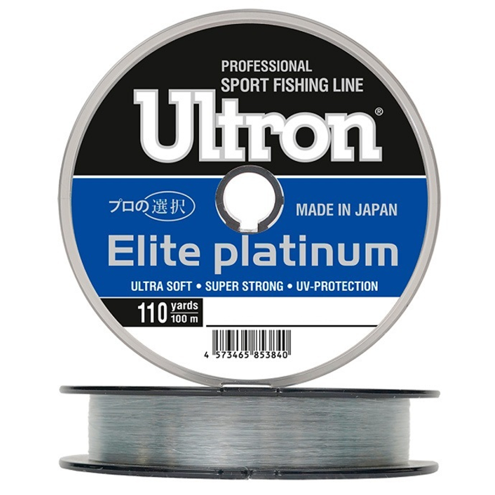 Леска ULTRON Elite Platinum 0,18 мм., 100 м, 4,0 кг, серебряная
