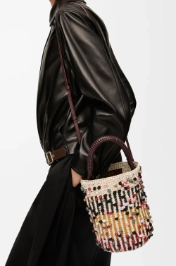 Loewe x Albers Сумка-корзинка плетеная из кожи, разноцветный