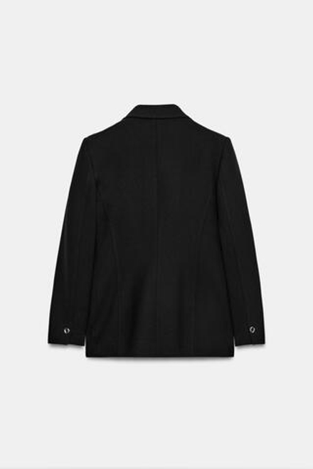 ZARA ПРИТАЛЕННЫЙ БЛЕЙЗЕР С ПОДПЛЕЧНИКАМИ, ЧЕРНЫЙ