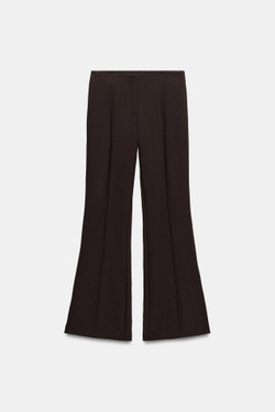ZARA БРЮКИ FLARE С ЗАНИЖЕННОЙ ТАЛИЕЙ, КОРИЧНЕВЫЙ