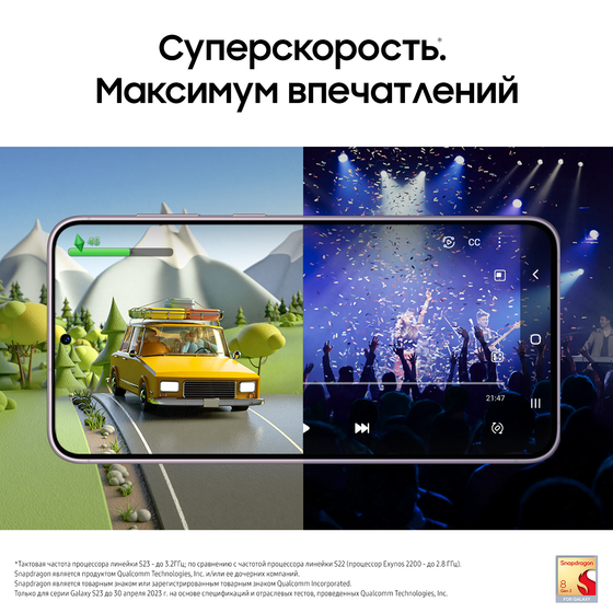 Смартфон Samsung Galaxy S23+ 8/256GB лаванда (SM-S916BLIDCAU)