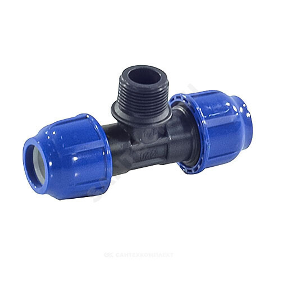 Тройник компрессионный ПЭ Дн 25х1/2"х25 НР Ру16 RTP (РосТурПласт) 11618