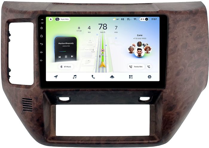 Магнитола для Nissan Patrol Y61 2004-2010 (рамка дерево) - Teyes CC4L-DTS монитор 9" IPS, Android 14, Быстрая, Snapdragon 662, CarPlay, 4G SIM-слот