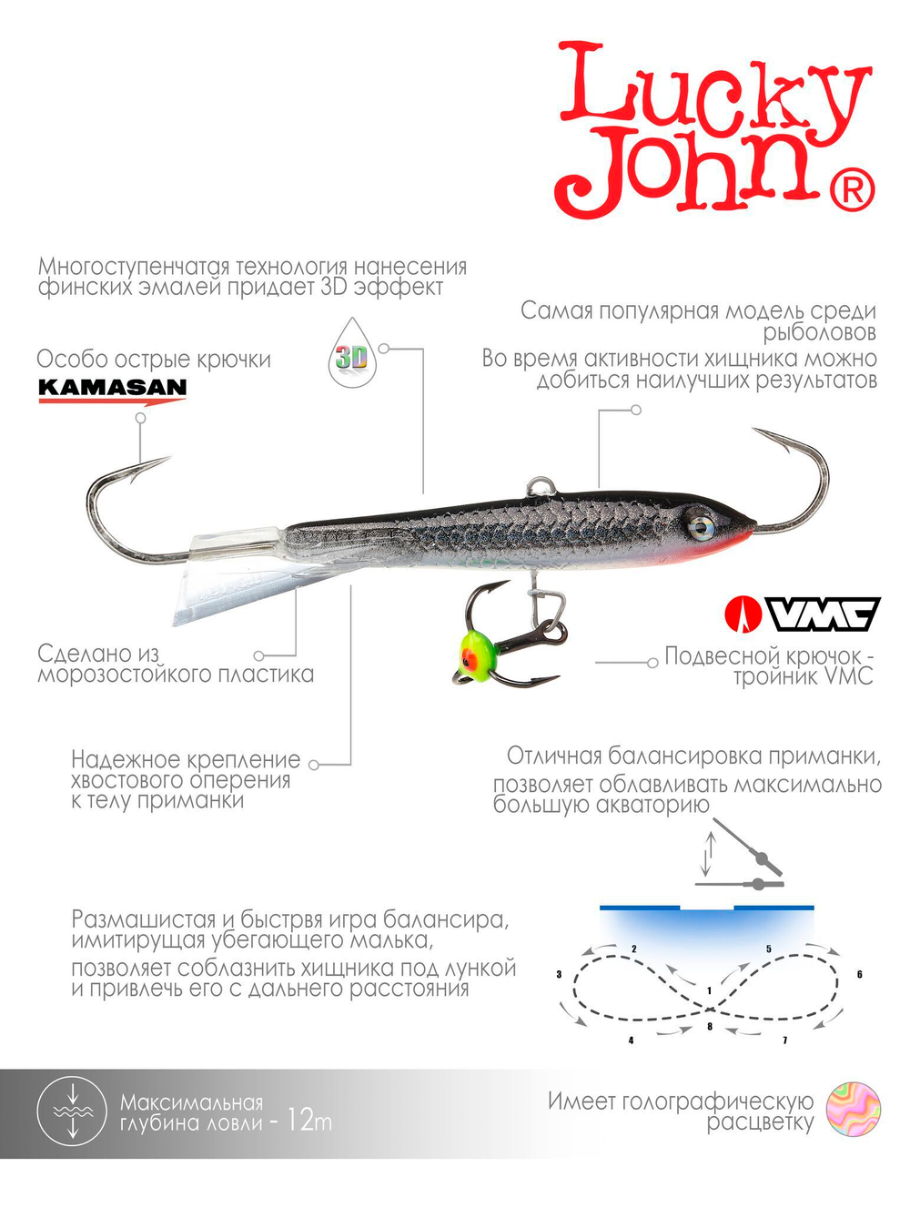Балансир Lucky John CLASSIC 7 с тр. 70мм/13H блистер