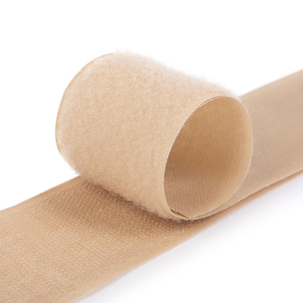 Лента контактная липучка (велкро) пришивная 25 мм / 25 метров, 039 т.бежевый, Gamma LG-25, ПАРА (крючок+петля), качество "B"