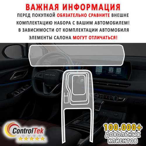 BAIC U5 PLUS (2023) - комплект защитных матовых пленок 2 в 1. Пленка защитная ControlTek HYBRID со слоем TOP COAT. Толщина: 6 mil. (175 мкм.)