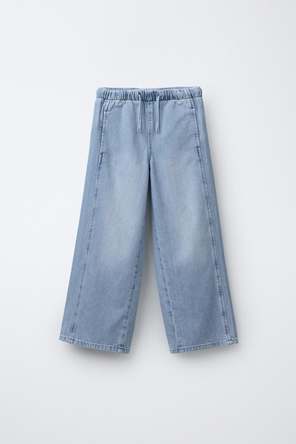 ZARA ДЖИНСЫ WIDE LEG СО ШНУРКАМИ, ГОЛУБОЙ