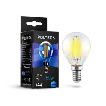 Диммируемая светодиодная лампа Crystal Globe 5W 4000K E14 DIM (8465) VG10-G1E14cold5W-FD Voltega