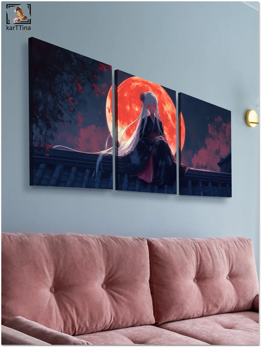Картина Ночная луна модульная 50x70см 3шт.