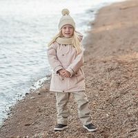 Шапка с двойным отворотом и помпоном "Ваниль"