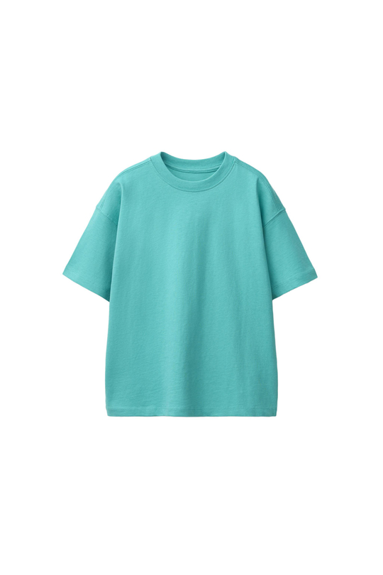 ZARA БАЗОВАЯ ОДНОТОННАЯ ФУТБОЛКА, МЯГКИЙ БИРЮЗОВЫЙ