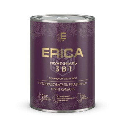 Грунт-эмаль Erica 3 в 1, красная, 1,8 кг
