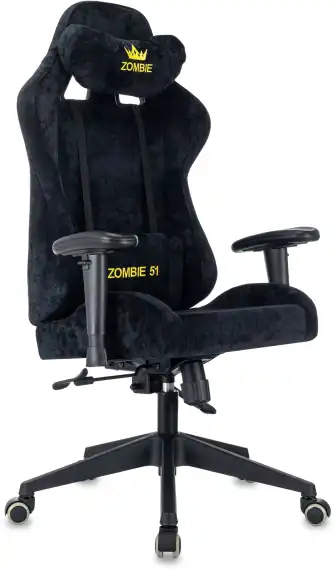 Кресло игровое Zombie 51 черный Light-20 с подголов. крестов. пластик