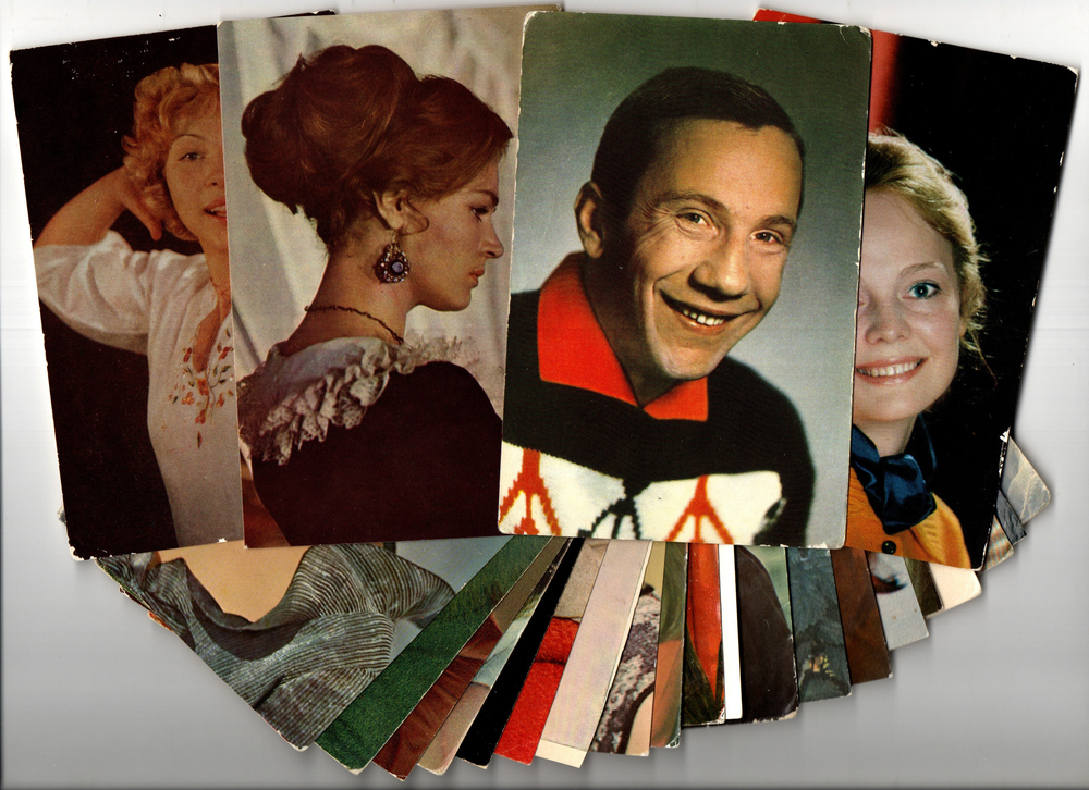 №129 Открытки Артисты и актёры СССР 1970–1980-е г. 25 штук. Цветные, чистые, без повторов