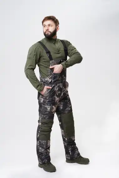 Костюм зимний для активного отдыха прямого кроя (куртка+полукомбинезон) КОШАЧИЙ ГЛАЗ, Лес