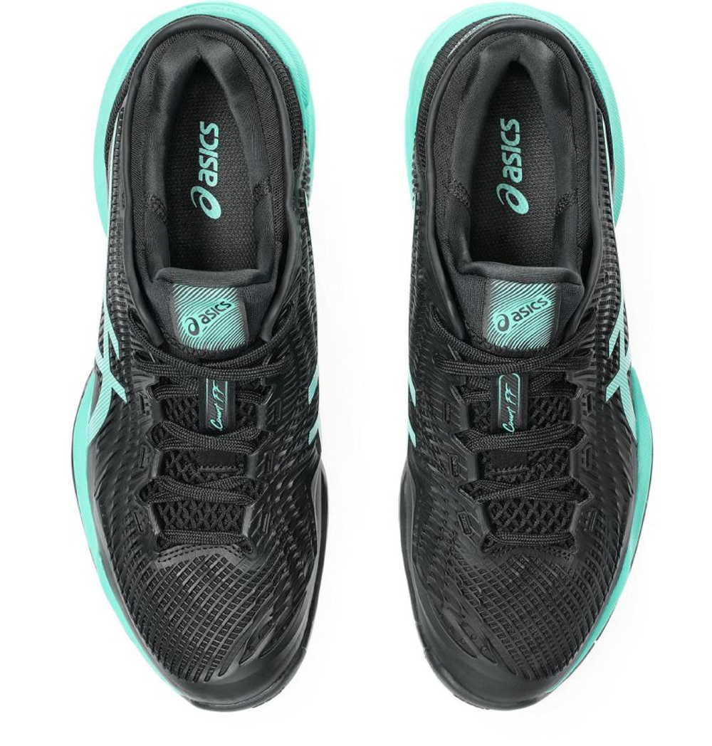 Мужские кроссовки теннисные Asics Court FF 3 - black/aurora green