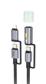 Usb Кабель-зарядка Hoco U138 Type-C/Фонарик на Type-C/Lightning 60W 1.2м черный