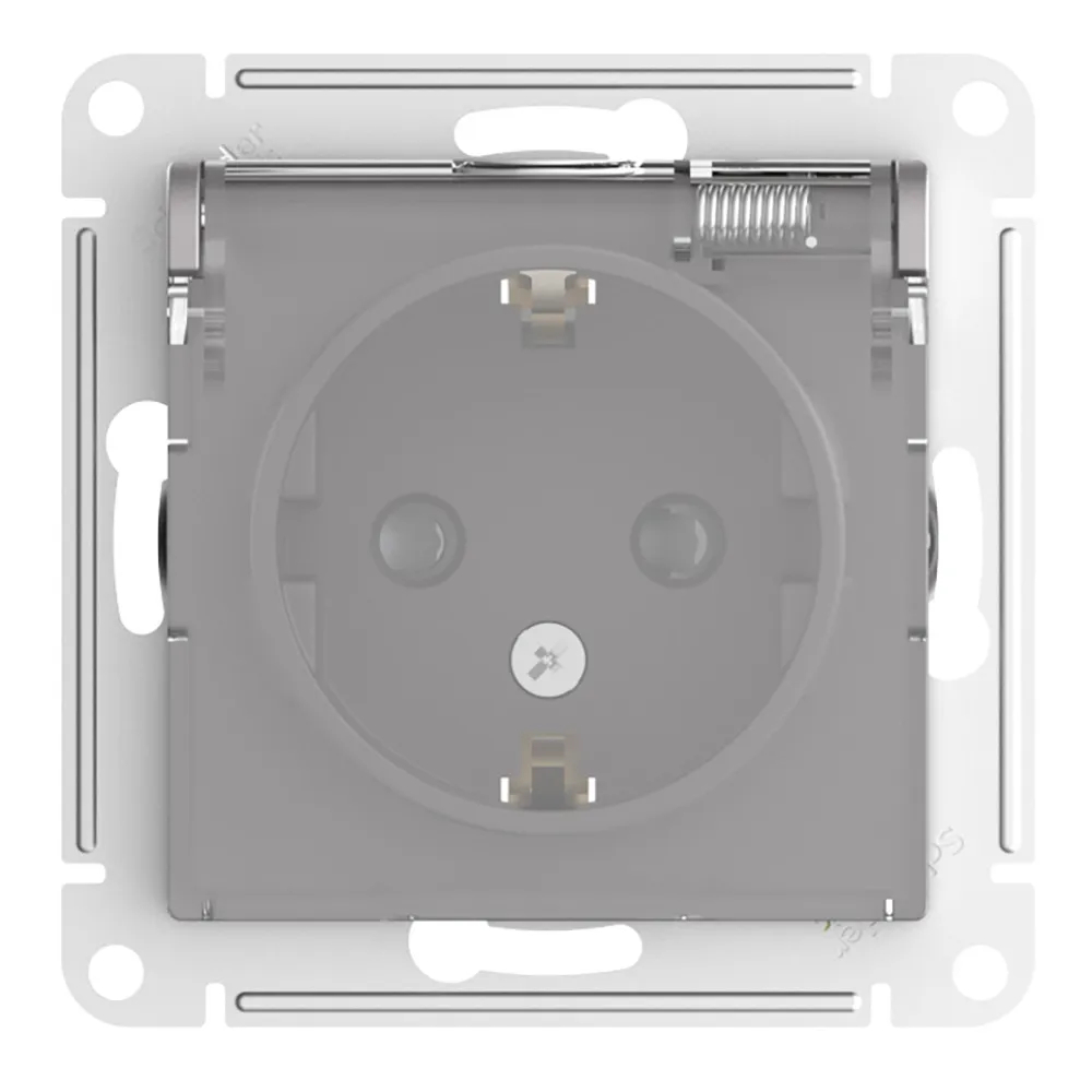 ATLASDESIGN AQUA РОЗЕТКА с заземлением со шторками, с прозрач. крышкой 16А, IP44, механизм, АЛЮМИНИЙ